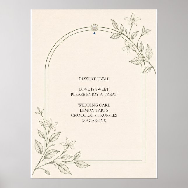 Poster Sinal de Mesa de Sobremesa de Casamento Botânico d (Frente)