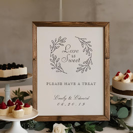 Poster Sinal de Mesa de Sobremesa de Casamento Botânico E