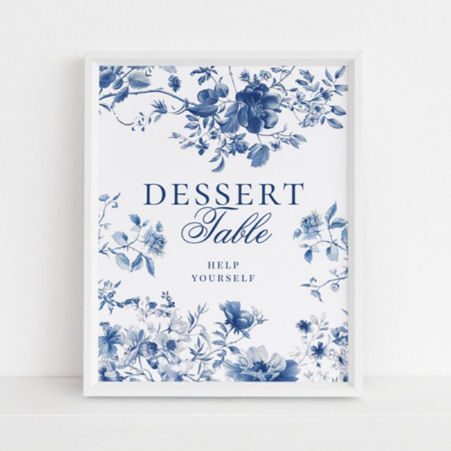 Poster Sinal de Mesa de Sobremesa Elegante Toile de Jouy  (Criador carregado)