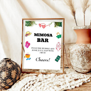 Poster Sinal de Mesa do Bar Beach Bachelorette Mimosa