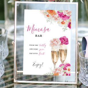 Poster Sinal de Mesa do Bar Mimosa Floral Brilhante