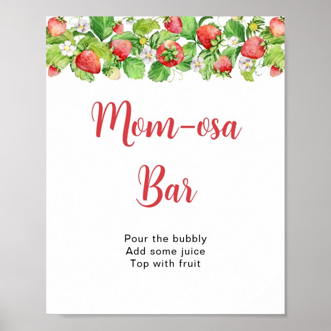 Poster Sinal de Mesa do Bar Mom-osa de Morango (Frente)