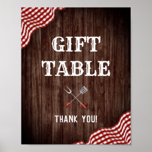 Poster Sinal de Mesa do Chá de fraldas do CHURRASCO do Qu