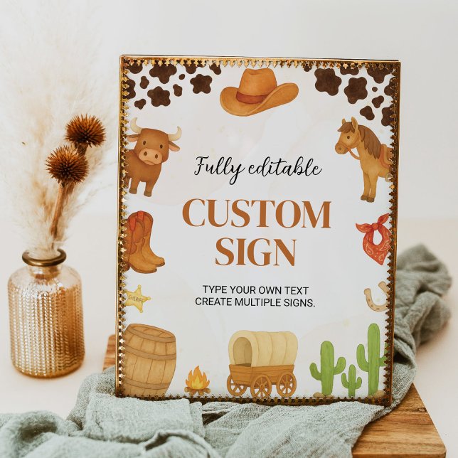Poster Sinal de Mesa do cowboy do oeste (Criador carregado)