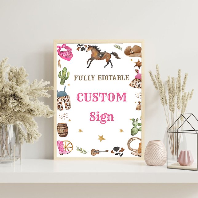 Poster Sinal de Mesa do cowboy ocidental (Criador carregado)