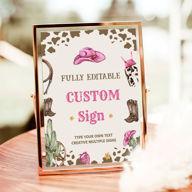 Poster Sinal de Mesa do cowboy ocidental (Criador carregado)