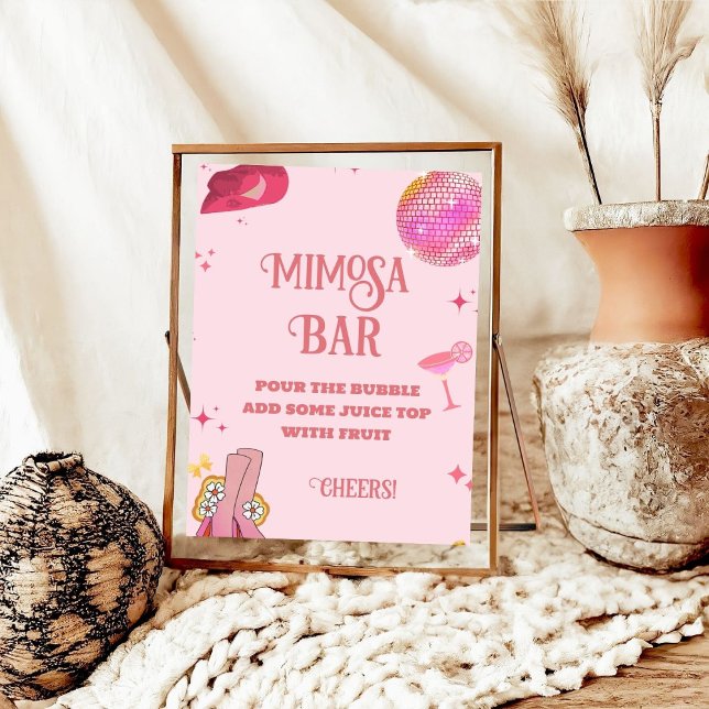 Poster Sinal de Mesa do último Rodeo Bachelorette Mimosa (Criador carregado)