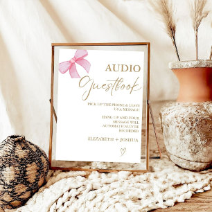 Poster Sinal de mesa Dourado do AUdio Guestbook com Arco