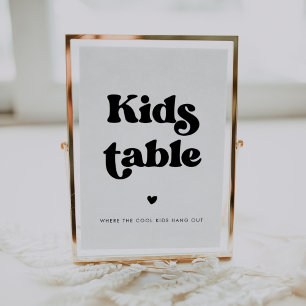 Poster Sinal de mesa infantil retrô elegante para casamen