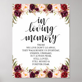 Poster Sinal de Mesa Memorial de Casamento com Caligrafia