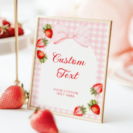 Poster Sinal de Mesa Morango com Laço Gingham