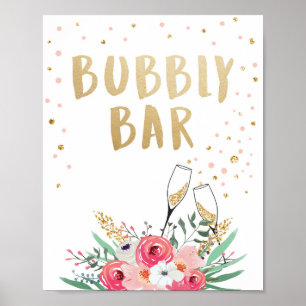 Poster Sinal de Mesa Nupcial Floral Brunch e Bar de Espum
