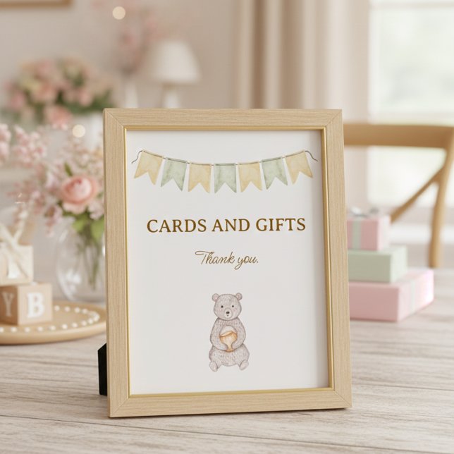 Poster Sinal de Mesa para Chá de Bebê com Animais da Flor (Woodland Animals Tabletop Sign)