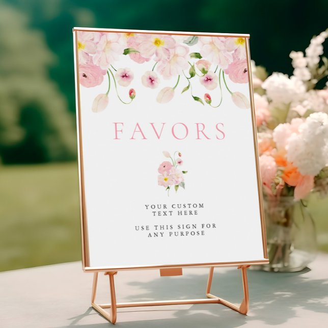 Poster Sinal de Mesa para Chá de Bebê Rosa Baby In Bloom (Criador carregado)