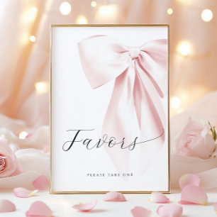 Poster Sinal de Mesa para Favors de Chã de Bebê com Laço