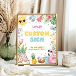 Poster Sinal de Mesa para Festa de Aniversário de Menina