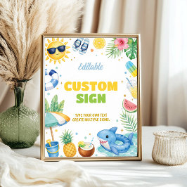 Poster Sinal de Mesa para Festa de Aniversário de Verão n