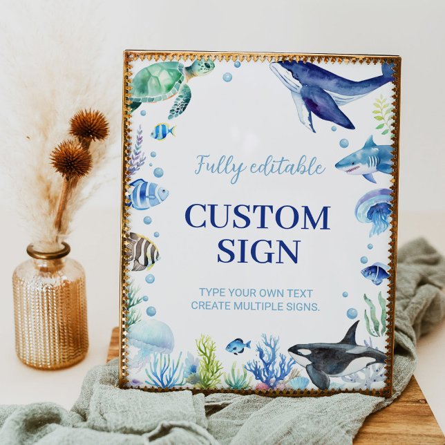 Poster Sinal de Mesa Personalizada de Aniversário do Ocea (Criador carregado)