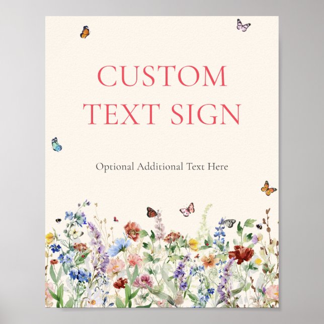 Poster Sinal de Mesa Personalizada de Casamento Floral Ru (Frente)