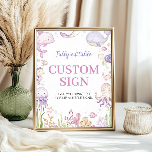 Poster Sinal de Mesa Personalizado de Festa de Animais do