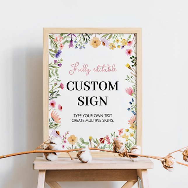 Poster Sinal de Mesa Personalizado de Flor Selvagem (Criador carregado)