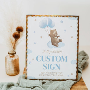 Poster Sinal de Mesa Personalizado de Urso de Teddy Chá d