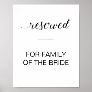 Poster Sinal de Mesa Reservada de Casamento em Letra Pret