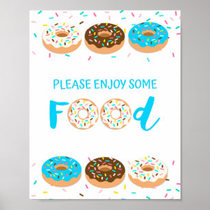 Poster Sinal de Mesa Rosquinha Azul comida Sprinkle Sinal