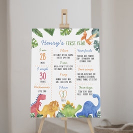 Poster Sinal de Milestone de Aniversário dos Dinossauros 