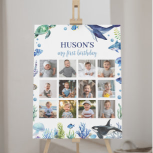 Poster Sinal de Milestone de Foto de Aniversário do Ocean