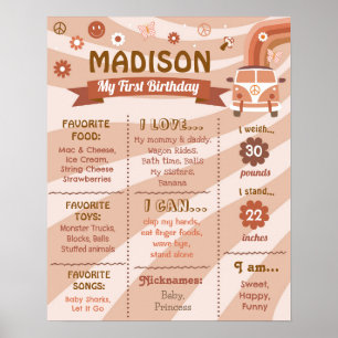 Poster Sinal de Milestone de Passado de Nascimento Retro