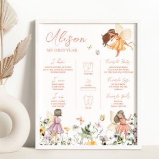 Poster Sinal de Milestone de primeiro aniversario Fada