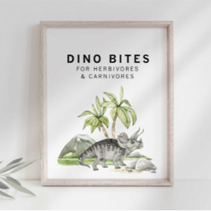 Poster Sinal de Mordidas de Dino Jurássico em Aquarela
