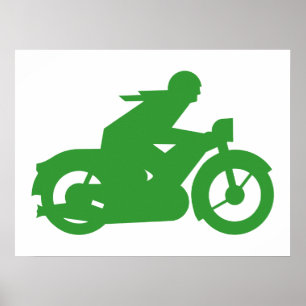 Poster Sinal de Motobiker Verde