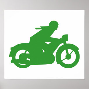 Poster Sinal de Motomotociclista Verde