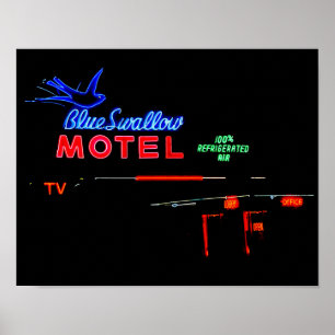 Pôster Sinal de Neon Motel Blue Swallow, Tucumcari, N.M.