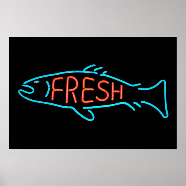 Poster Sinal de Neon Peixe Fresco (Frente)