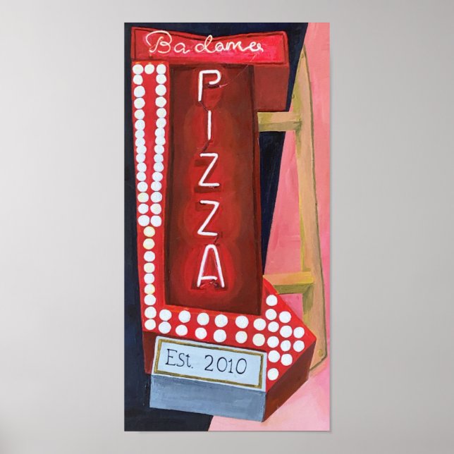 Poster Sinal de Neon Pizza (Frente)