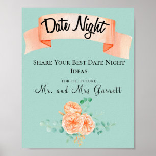 Poster Sinal de Noite de Encontro de Eucalipto Elegante P