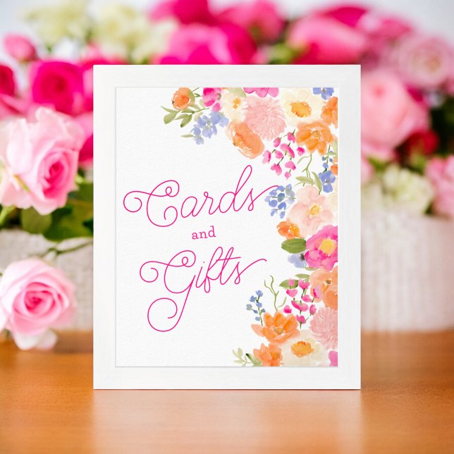 Poster Sinal de noiva floral das flores quitais Bright Su (Bright Summer chic wildflowers floral bridal sign)