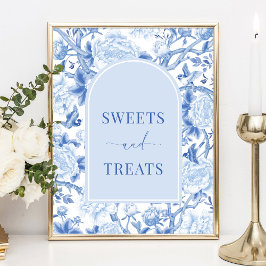 Poster Sinal de Noivado Blue White Chinoiserie Sweets & T