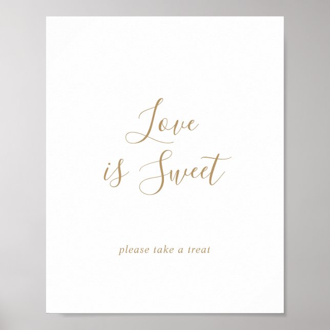 Poster Sinal de Noivado Minimalista Dourado O Amor é Doce (Frente)