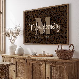 Poster Sinal de nome da família personalizada Newlyweds O
