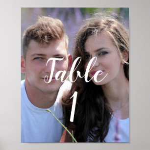 Poster Sinal de Número de Mesa de Casamento com Foto