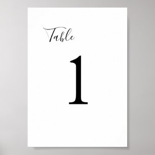 Poster Sinal de Número de Mesa de Casamento Preto e Branc