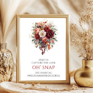 Poster Sinal de Oh Snap Floral Outono Caprichoso Marrom