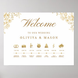 Poster Sinal de Ordem de Eventos de Casamento Elegante e 