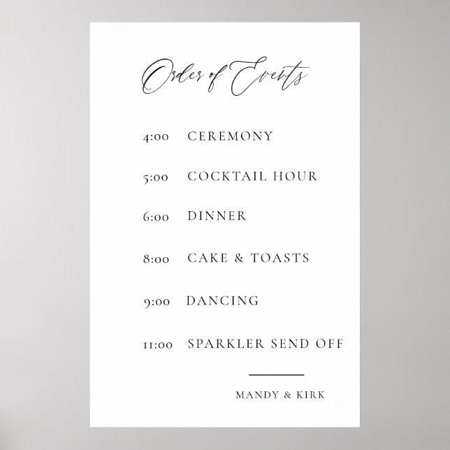 Poster Sinal de Ordem de Eventos de Casamento | Minimalis (Frente)
