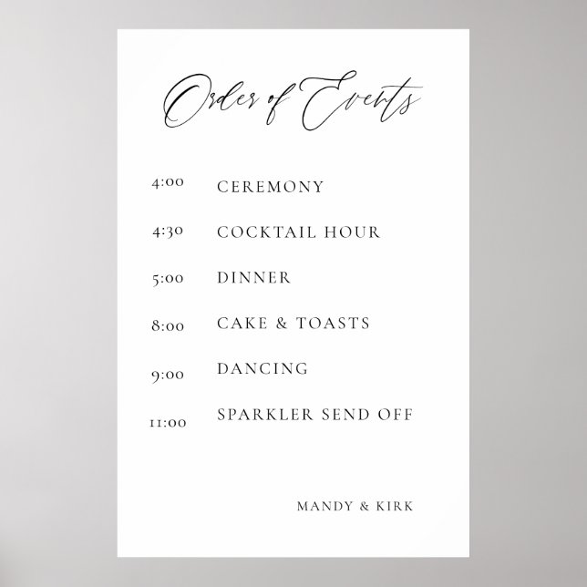 Poster Sinal de Ordem de Eventos de Casamento | Minimalis (Frente)