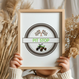 Poster Sinal de Parada de Bike Verde